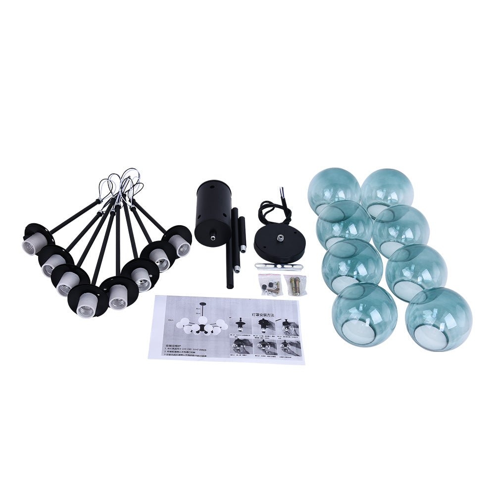 Modern 8 - Light Branching Bubble Blue Chandelier - LightfixturesUAE