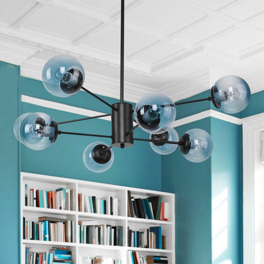 Modern 8 - Light Branching Bubble Blue Chandelier - LightfixturesUAE