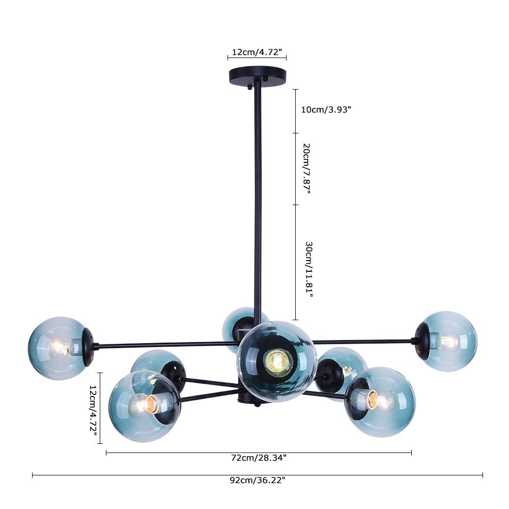 Modern 8 - Light Branching Bubble Blue Chandelier - LightfixturesUAE