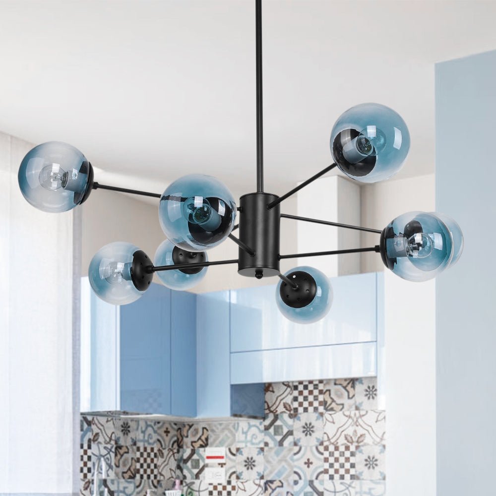 Modern 8 - Light Branching Bubble Blue Chandelier - LightfixturesUAE