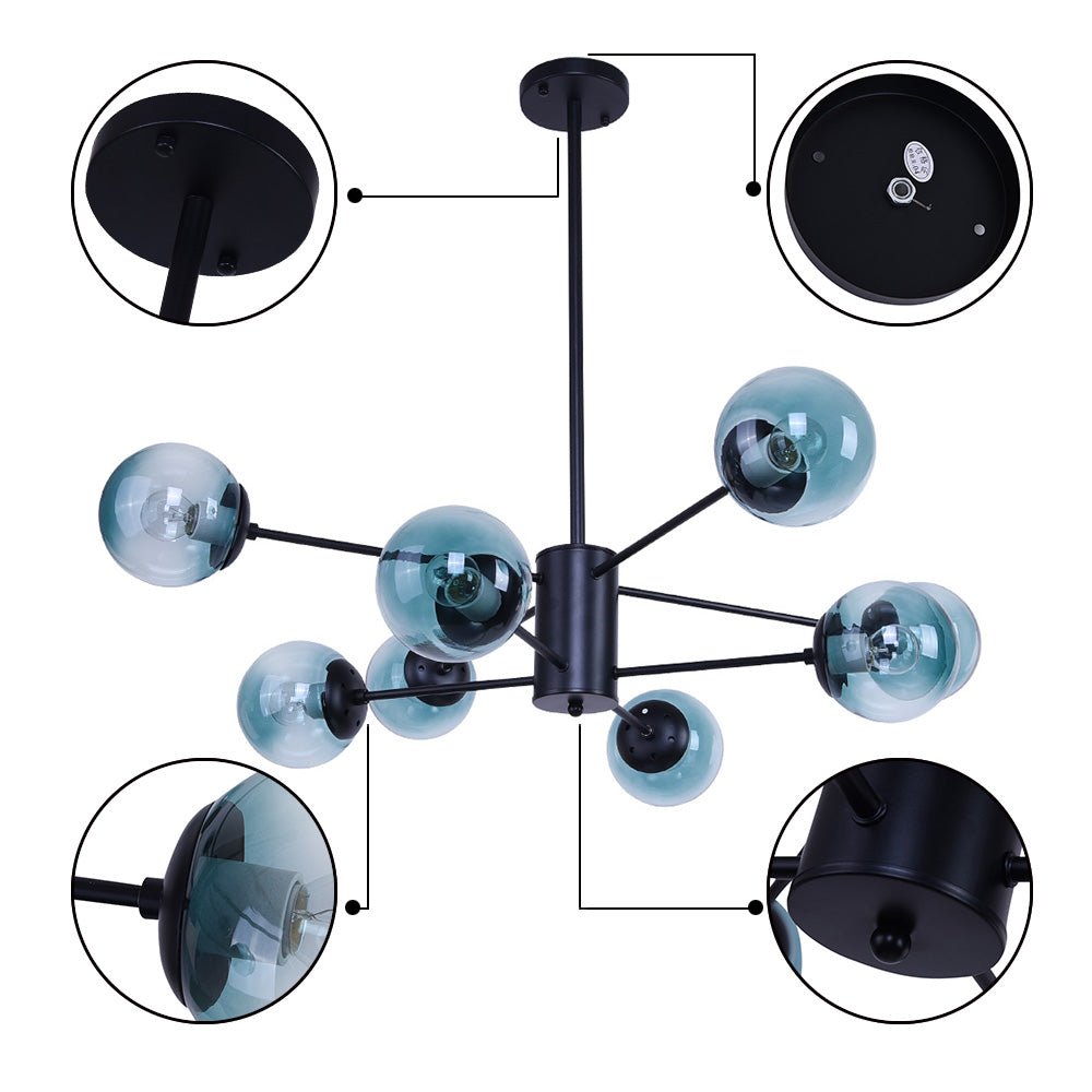 Modern 8 - Light Branching Bubble Blue Chandelier - LightfixturesUAE