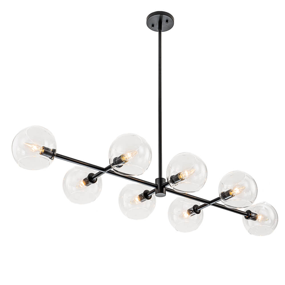 Modern 8 - Light Clear Glass Linear Chandelier - LightfixturesUAE