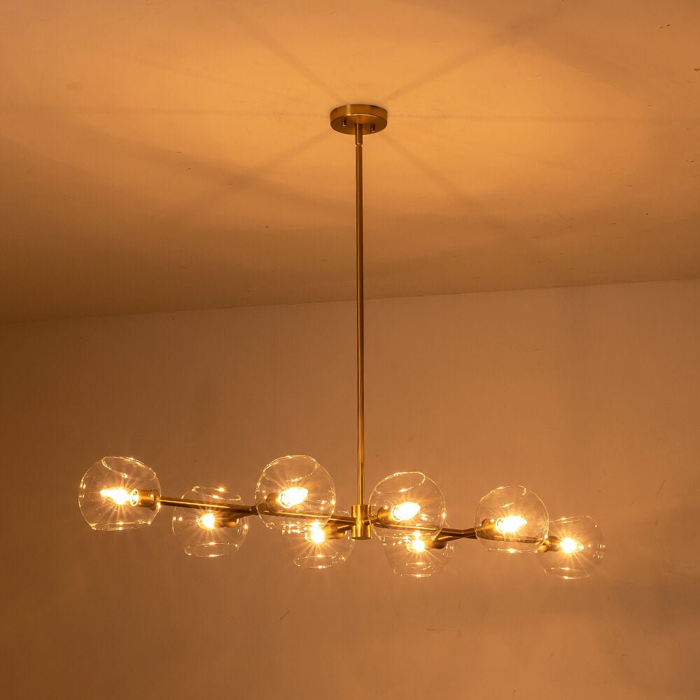 Modern 8 - Light Clear Glass Linear Chandelier - LightfixturesUAE