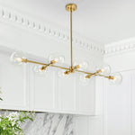 Modern 8 - Light Clear Glass Linear Chandelier - LightfixturesUAE