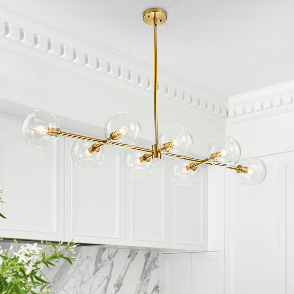 Modern 8 - Light Clear Glass Linear Chandelier - LightfixturesUAE