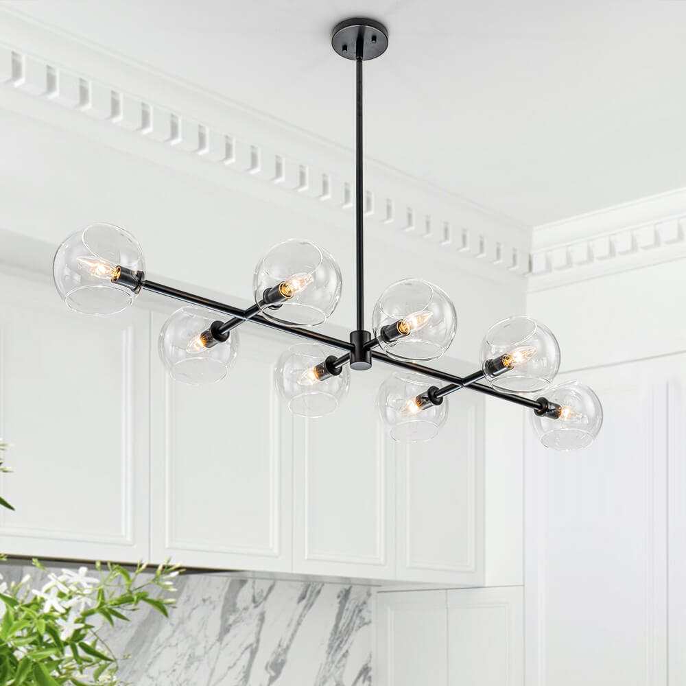 Modern 8 - Light Clear Glass Linear Chandelier - LightfixturesUAE