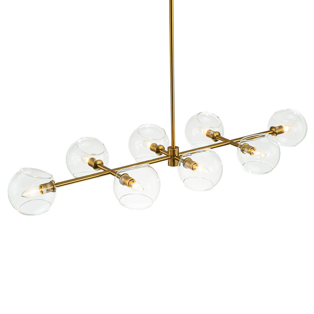 Modern 8 - Light Clear Glass Linear Chandelier - LightfixturesUAE