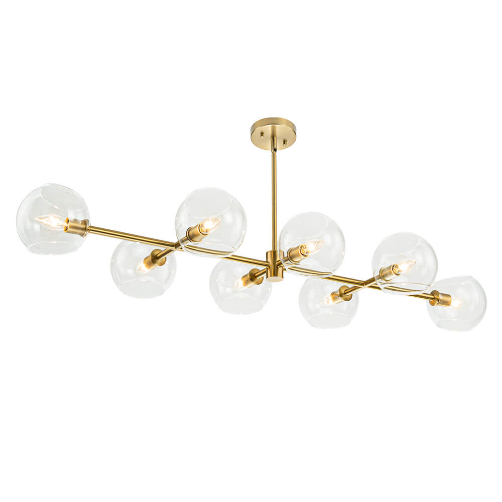 Modern 8 - Light Clear Glass Linear Chandelier - LightfixturesUAE
