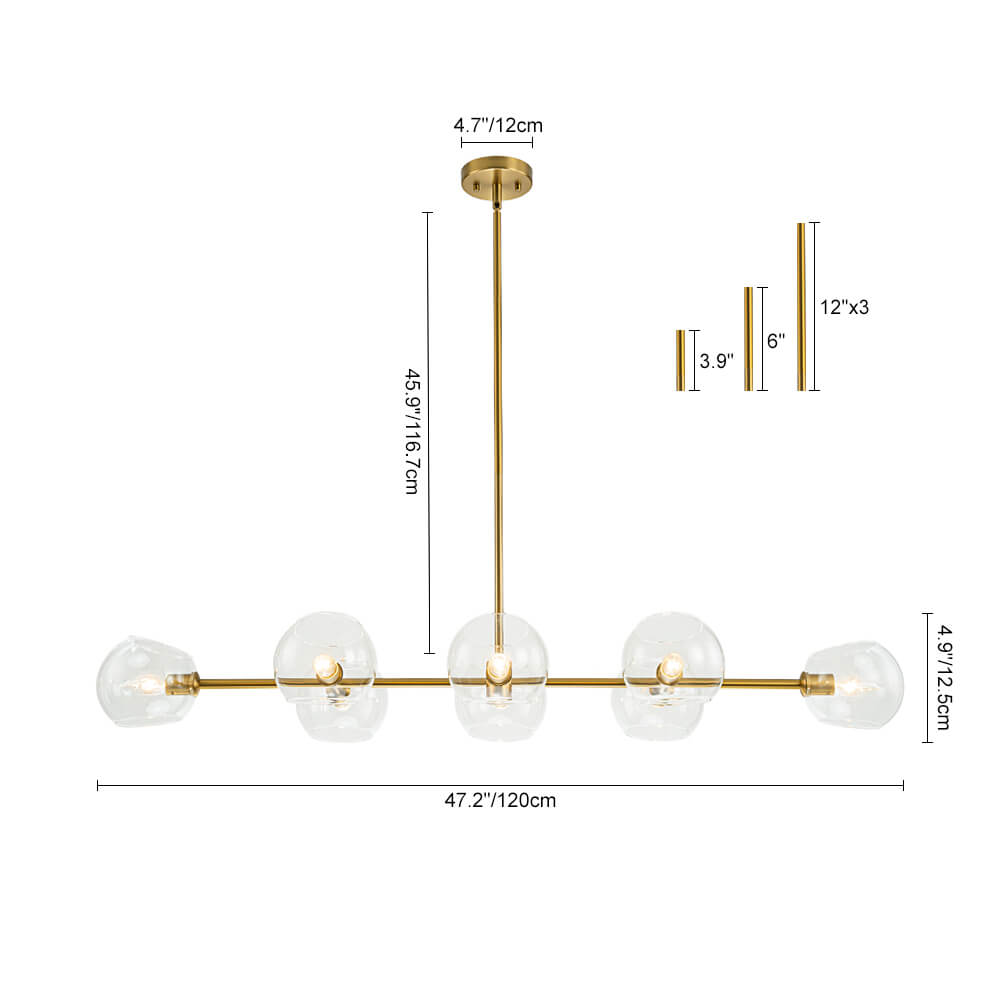 Modern 8 - Light Clear Glass Linear Chandelier - LightfixturesUAE