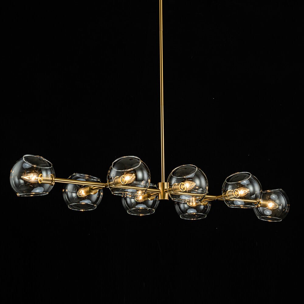 Modern 8 - Light Clear Glass Linear Chandelier - LightfixturesUAE