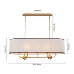 Modern 8 - Light Fabric Shade Drum Linear Chandelier - LightfixturesUAE