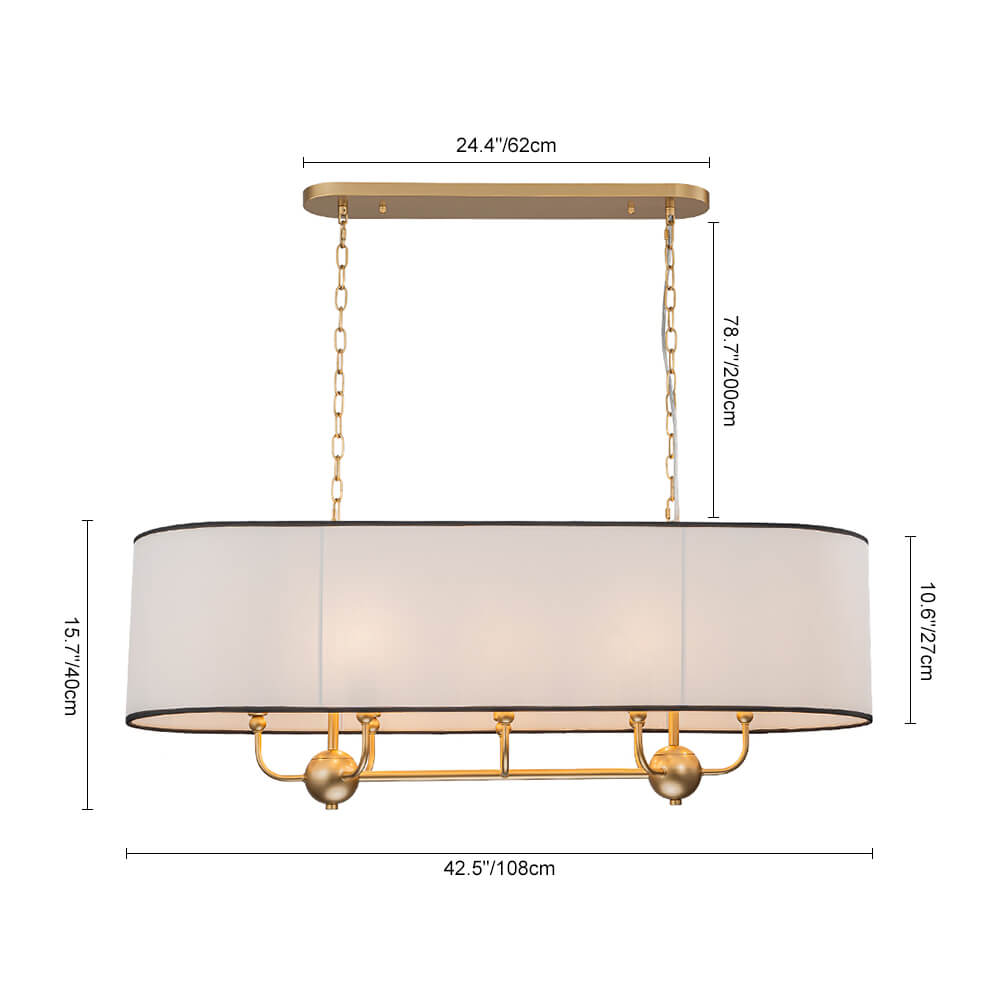 Modern 8 - Light Fabric Shade Drum Linear Chandelier - LightfixturesUAE