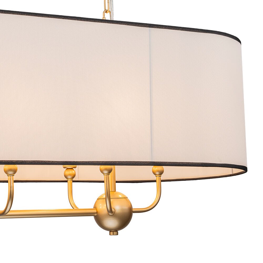 Modern 8 - Light Fabric Shade Drum Linear Chandelier - LightfixturesUAE