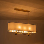 Modern 8 - Light Fabric Shade Drum Linear Chandelier - LightfixturesUAE