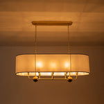 Modern 8 - Light Fabric Shade Drum Linear Chandelier - LightfixturesUAE