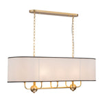 Modern 8 - Light Fabric Shade Drum Linear Chandelier - LightfixturesUAE