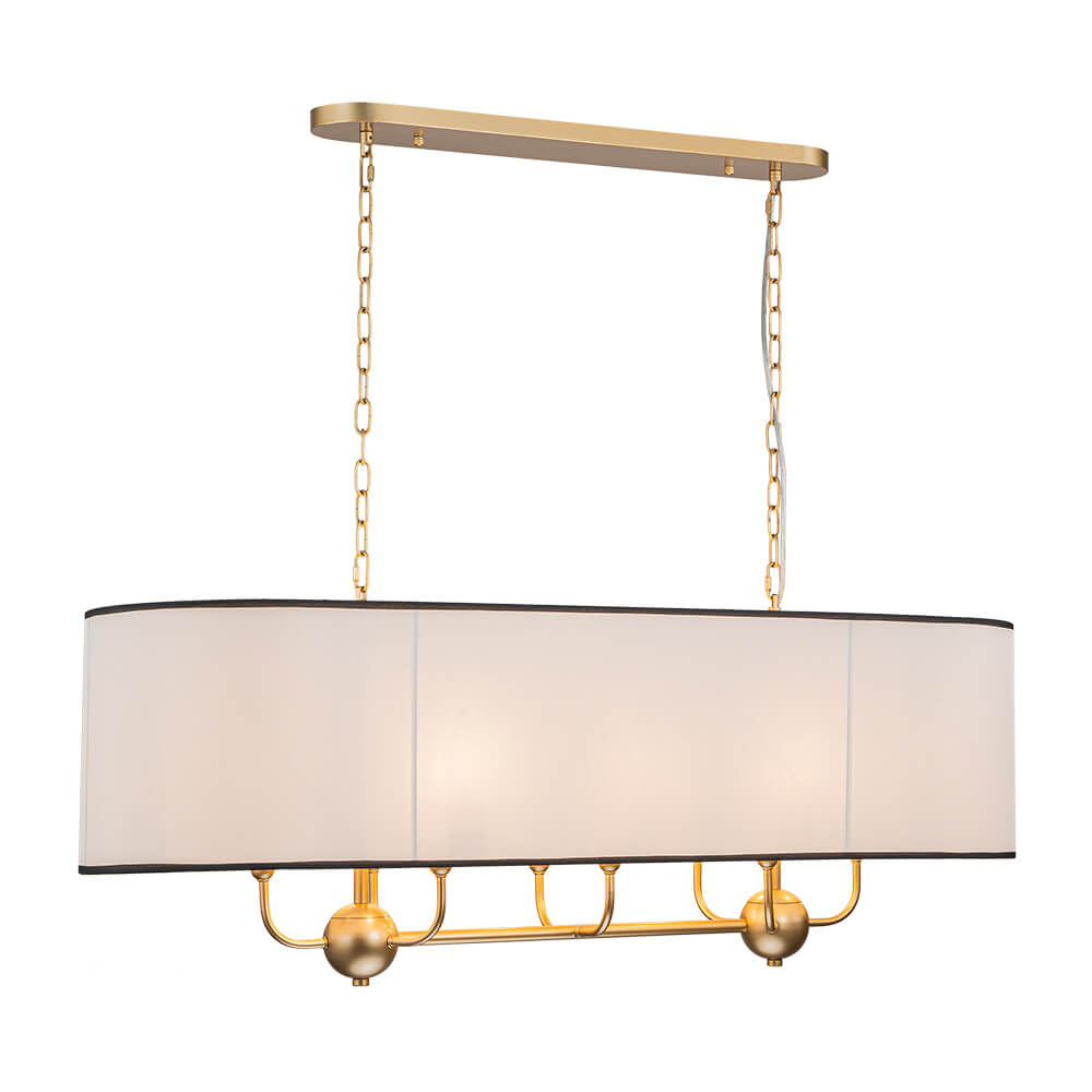 Modern 8 - Light Fabric Shade Drum Linear Chandelier - LightfixturesUAE