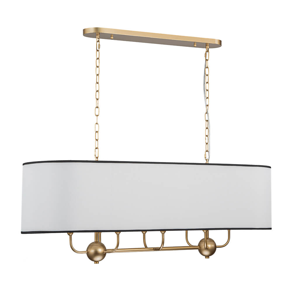 Modern 8 - Light Fabric Shade Drum Linear Chandelier - LightfixturesUAE