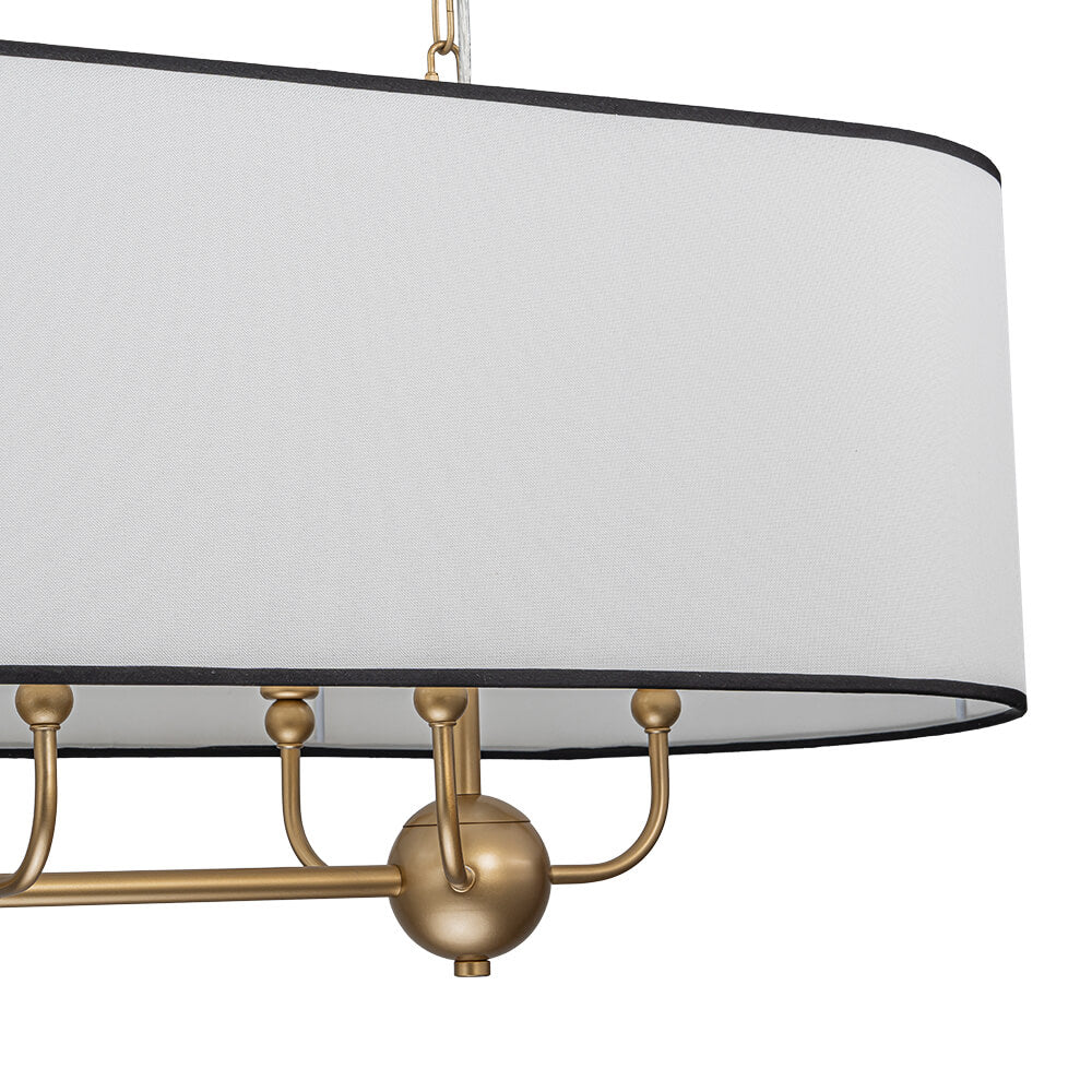 Modern 8 - Light Fabric Shade Drum Linear Chandelier - LightfixturesUAE