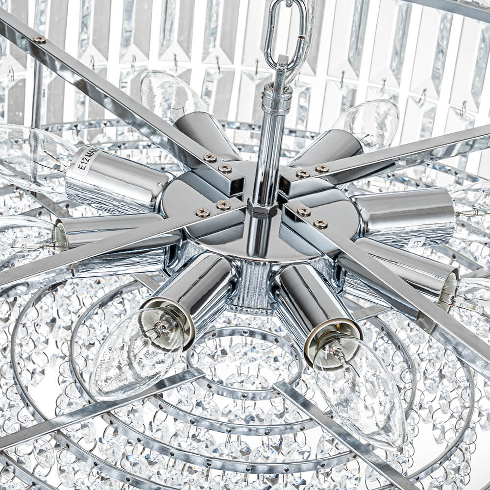 Modern 8 - Light Round Glass Crystal Chandelier - LightfixturesUAE