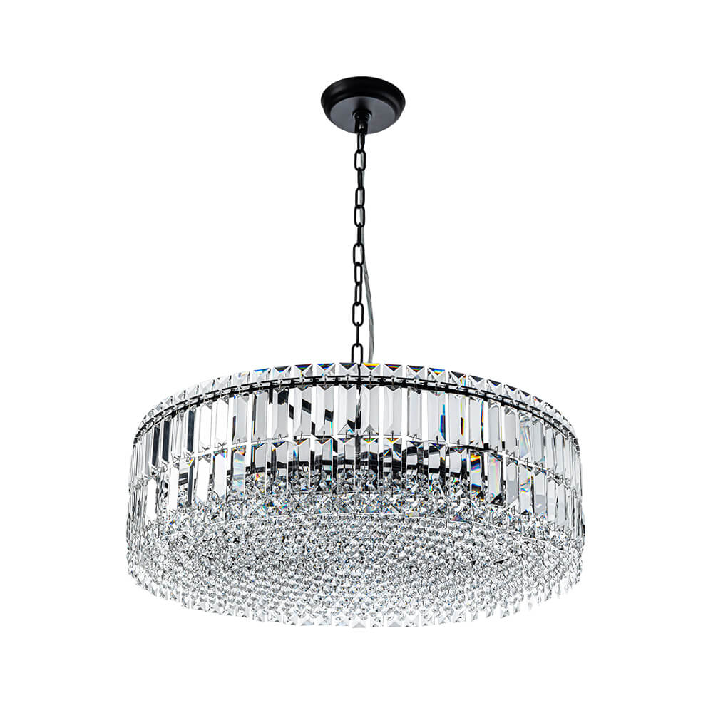 Modern 8 - Light Round Glass Crystal Chandelier - LightfixturesUAE