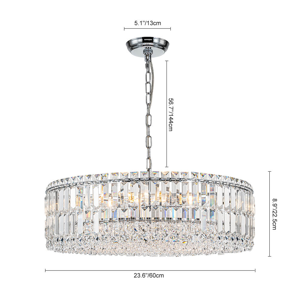 Modern 8 - Light Round Glass Crystal Chandelier - LightfixturesUAE