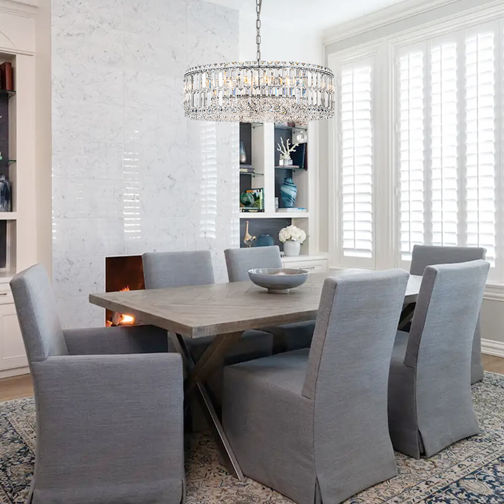 Modern 8 - Light Round Glass Crystal Chandelier - LightfixturesUAE