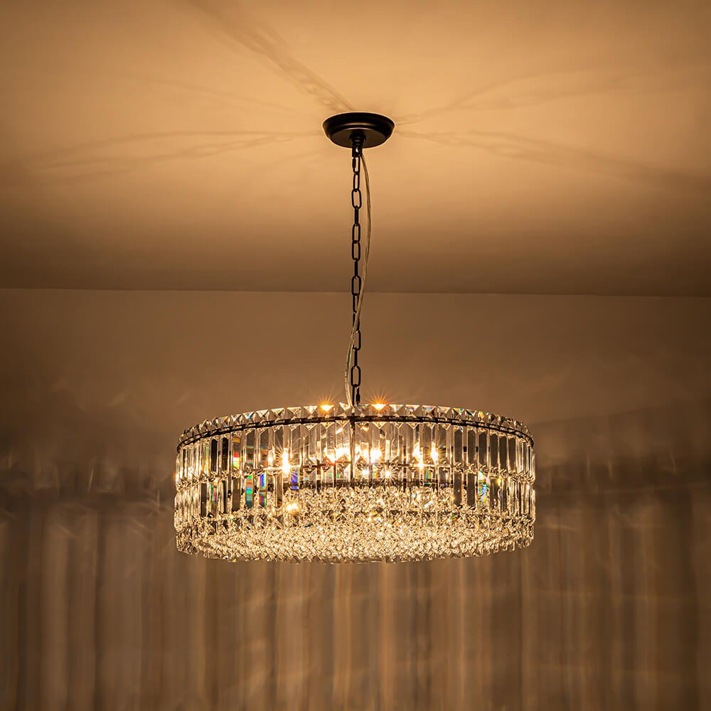 Modern 8 - Light Round Glass Crystal Chandelier - LightfixturesUAE