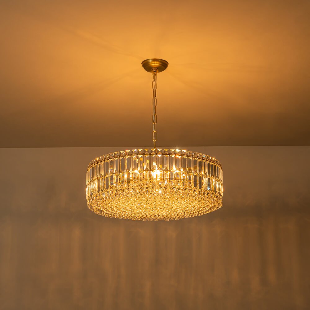 Modern 8 - Light Round Glass Crystal Chandelier - LightfixturesUAE