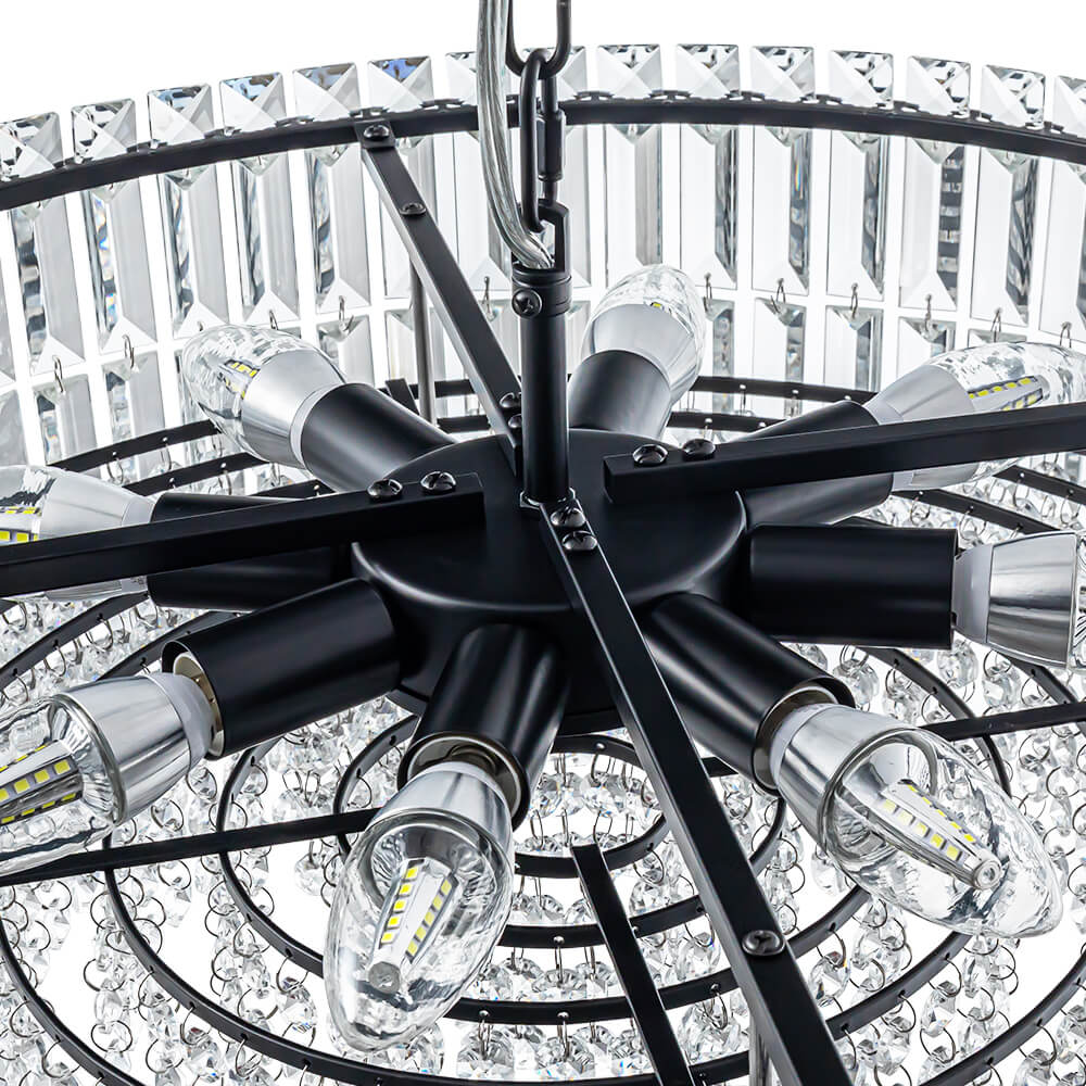 Modern 8 - Light Round Glass Crystal Chandelier - LightfixturesUAE