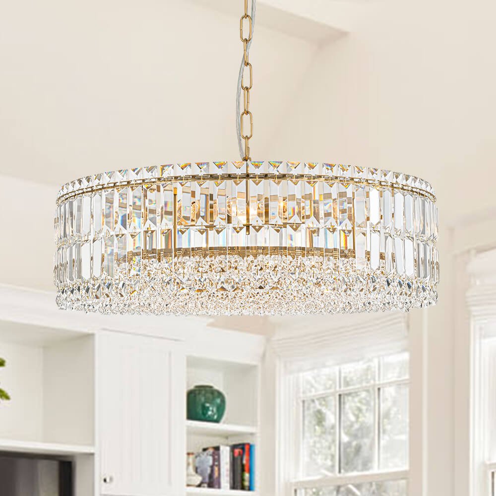 Modern 8 - Light Round Glass Crystal Chandelier - LightfixturesUAE