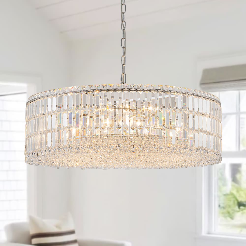 Modern 8 - Light Round Glass Crystal Chandelier - LightfixturesUAE
