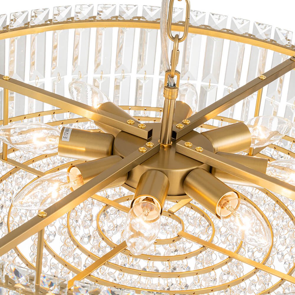 Modern 8 - Light Round Glass Crystal Chandelier - LightfixturesUAE