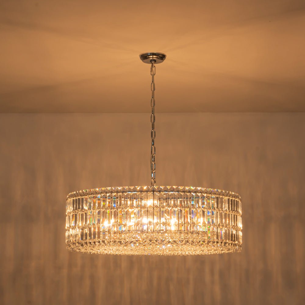 Modern 8 - Light Round Glass Crystal Chandelier - LightfixturesUAE