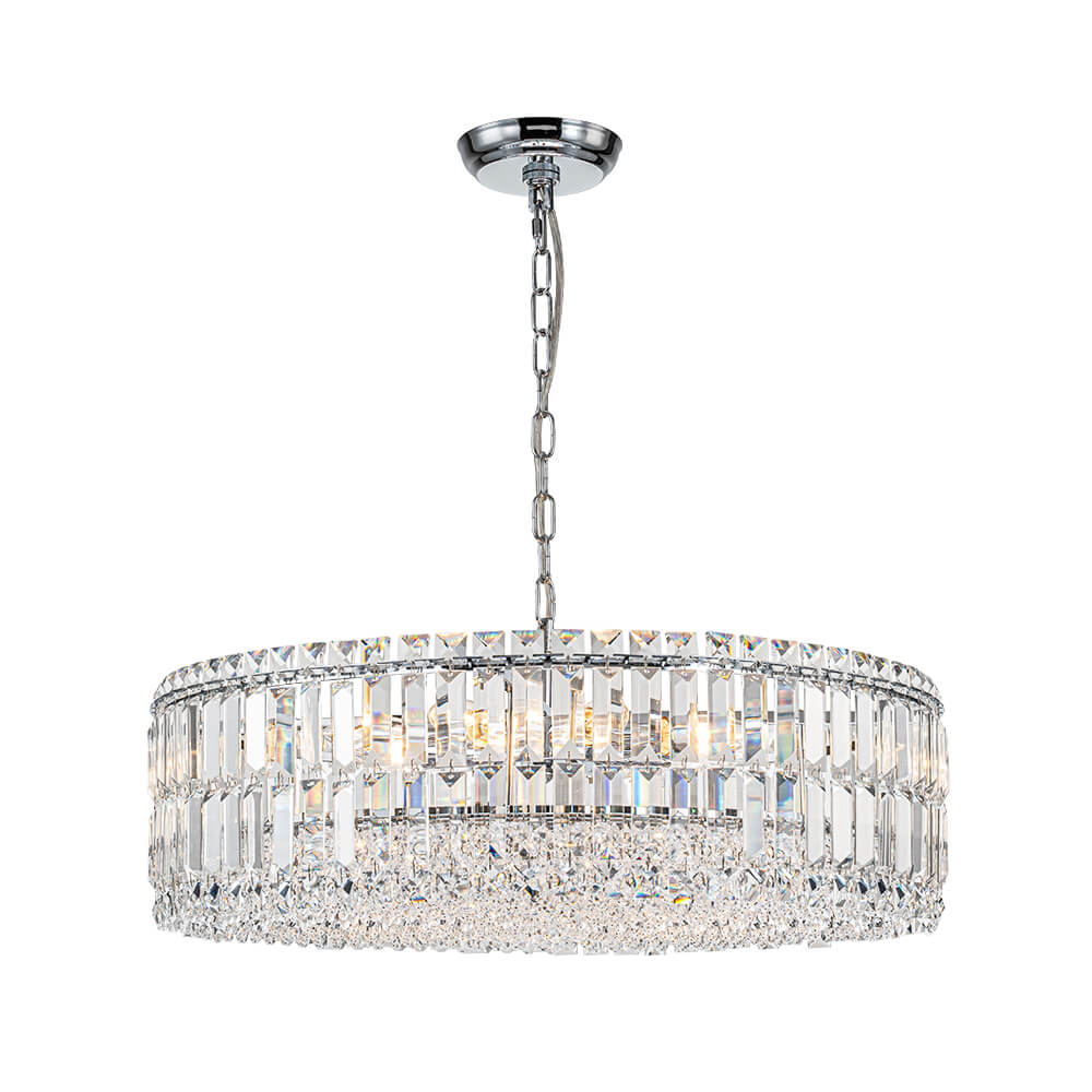 Modern 8 - Light Round Glass Crystal Chandelier - LightfixturesUAE