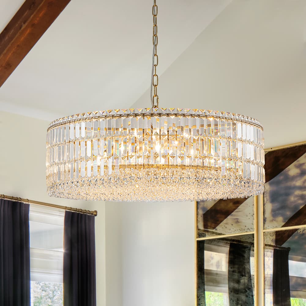 Modern 8 - Light Round Glass Crystal Chandelier - LightfixturesUAE