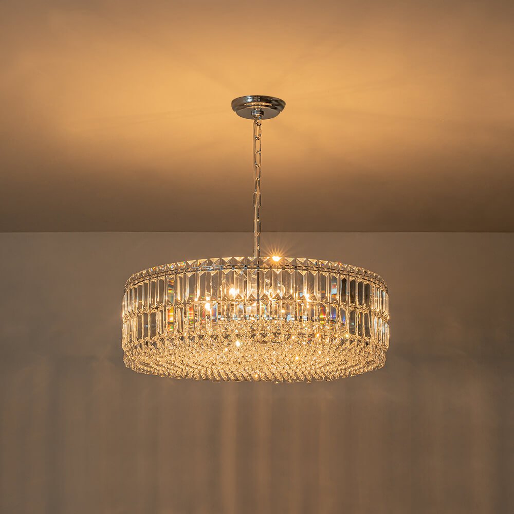 Modern 8 - Light Round Glass Crystal Chandelier - LightfixturesUAE