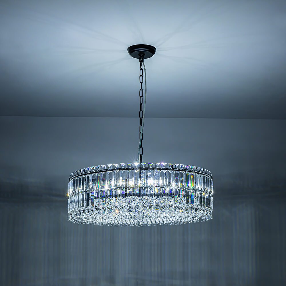 Modern 8 - Light Round Glass Crystal Chandelier - LightfixturesUAE