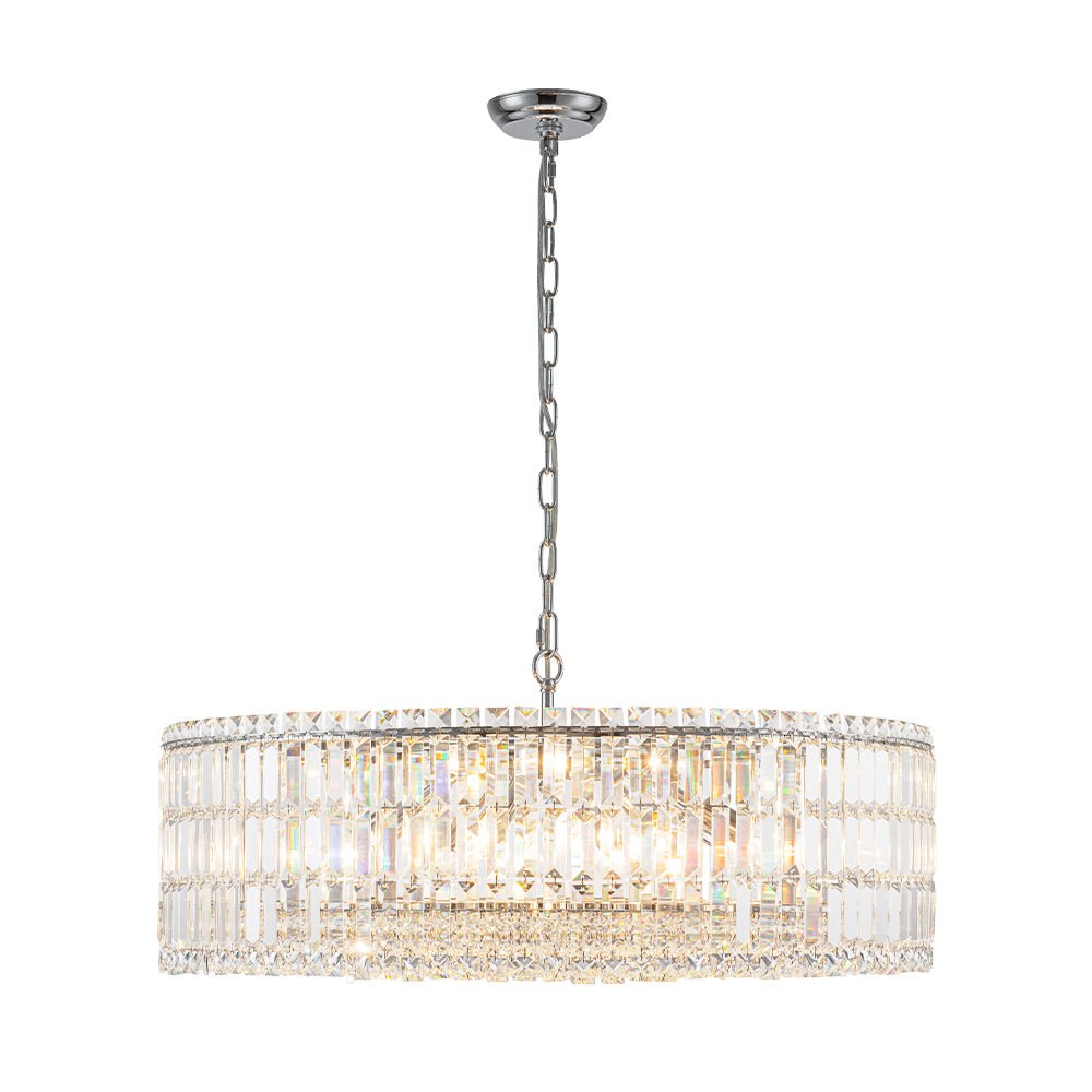 Modern 8 - Light Round Glass Crystal Chandelier - LightfixturesUAE