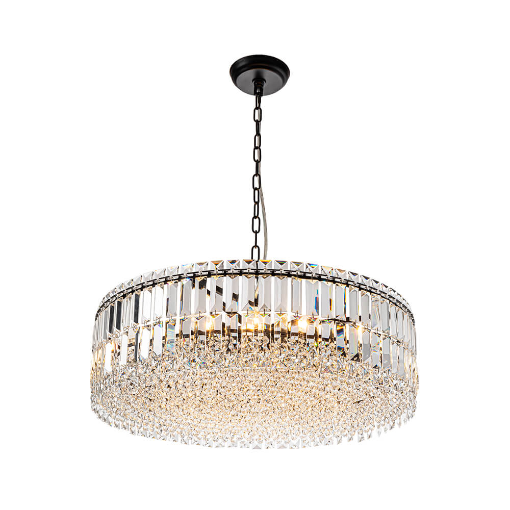 Modern 8 - Light Round Glass Crystal Chandelier - LightfixturesUAE