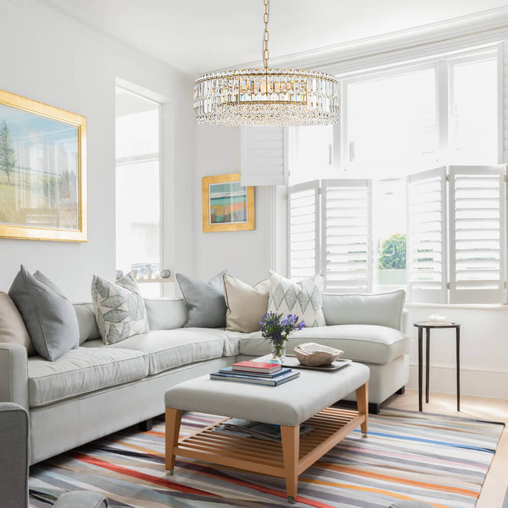 Modern 8 - Light Round Glass Crystal Chandelier - LightfixturesUAE