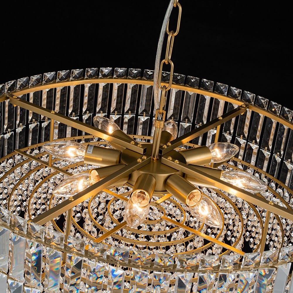 Modern 8 - Light Round Glass Crystal Chandelier - LightfixturesUAE
