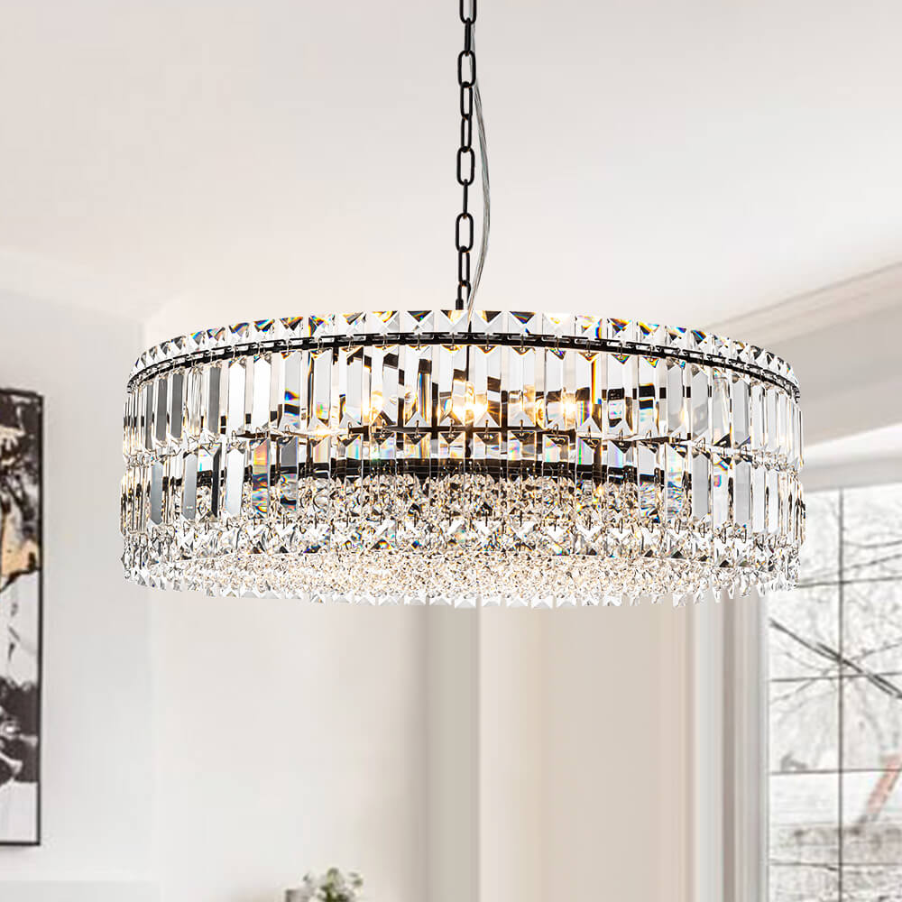 Modern 8 - Light Round Glass Crystal Chandelier - LightfixturesUAE