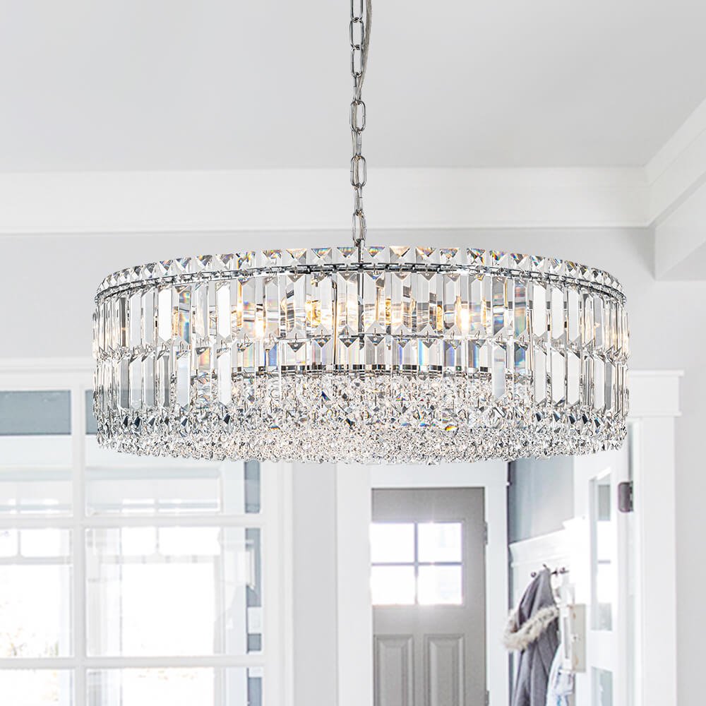 Modern 8 - Light Round Glass Crystal Chandelier - LightfixturesUAE