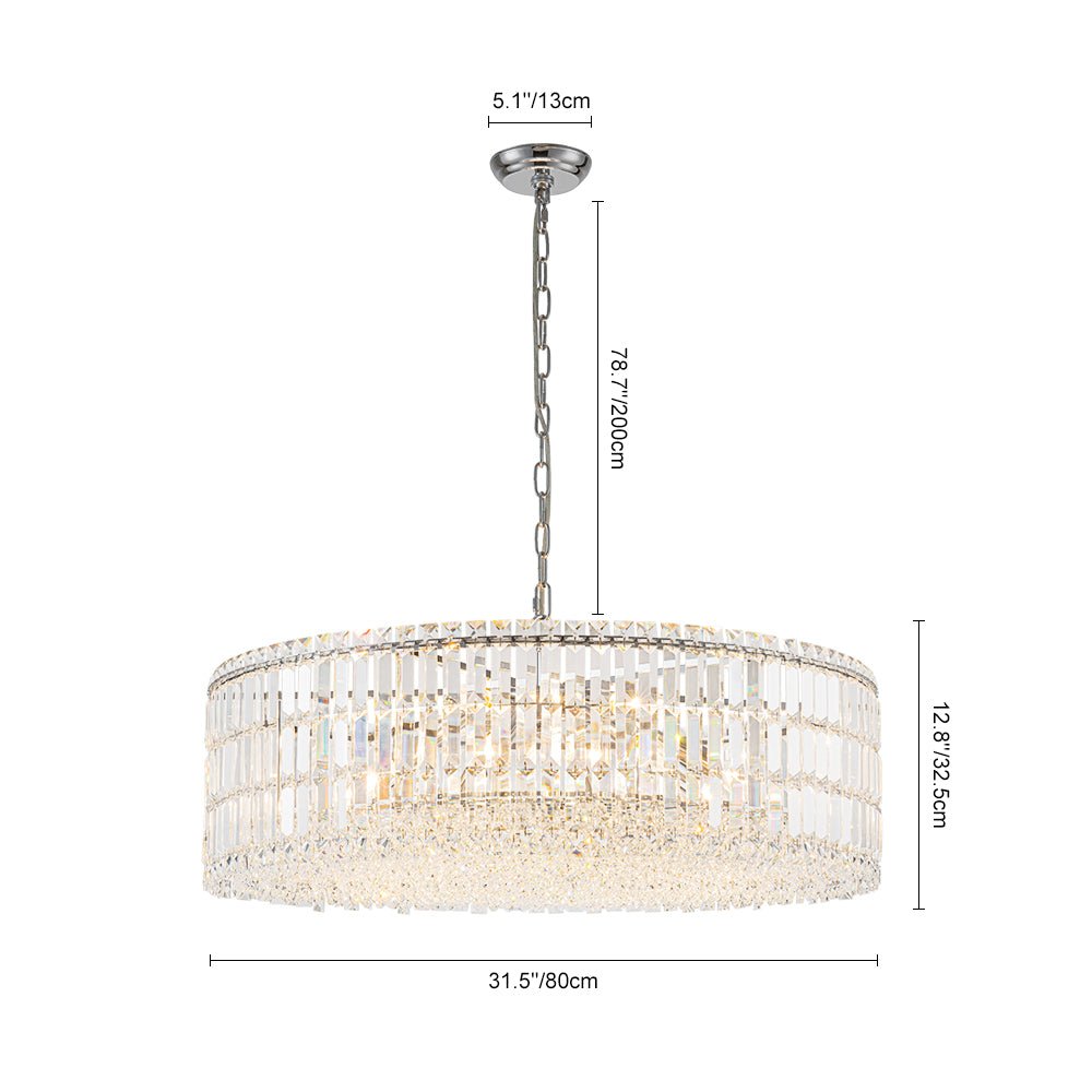 Modern 8 - Light Round Glass Crystal Chandelier - LightfixturesUAE
