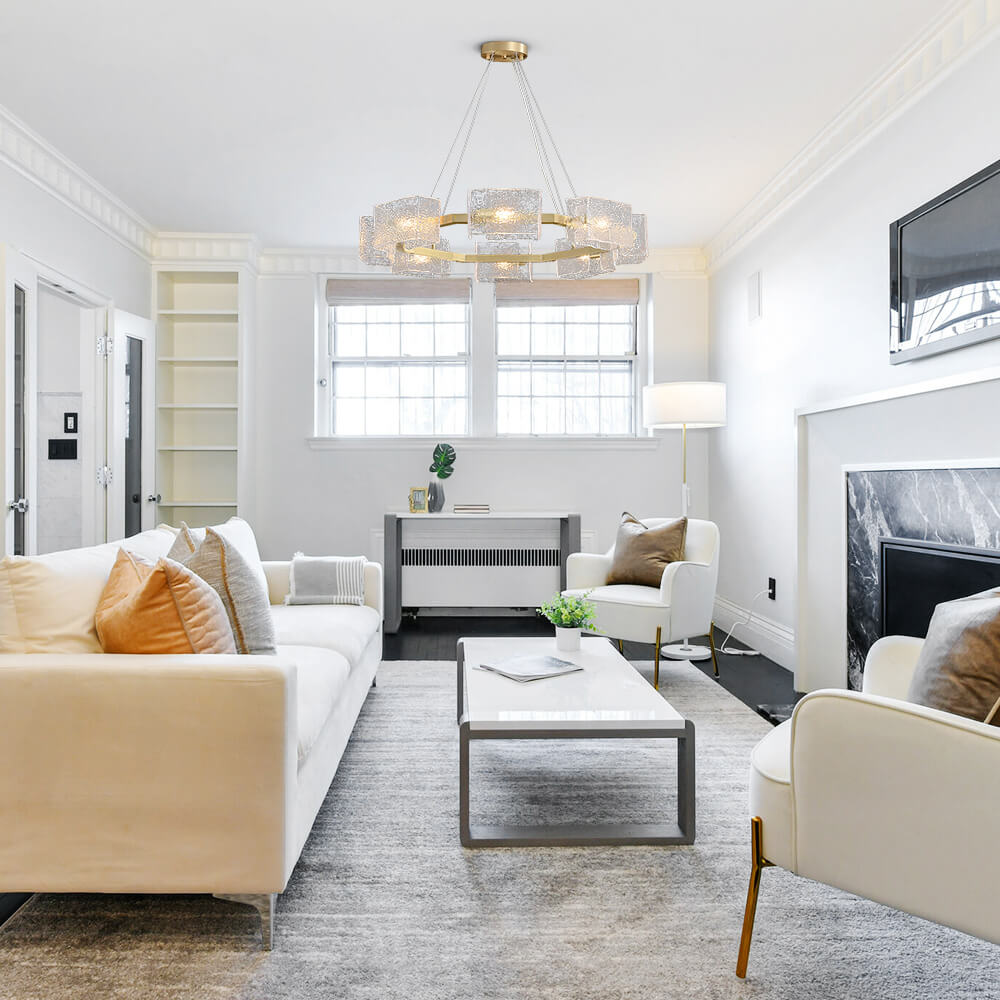 Modern 8 - Light Round Ripple Glass Chandelier - LightfixturesUAE