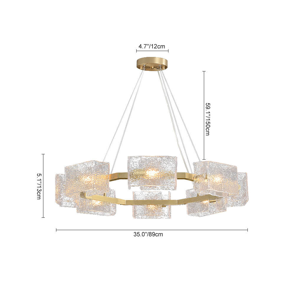 Modern 8 - Light Round Ripple Glass Chandelier - LightfixturesUAE