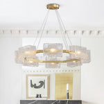 Modern 8 - Light Round Ripple Glass Chandelier - LightfixturesUAE