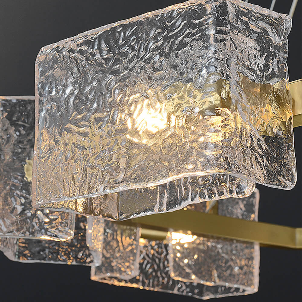 Modern 8 - Light Round Ripple Glass Chandelier - LightfixturesUAE
