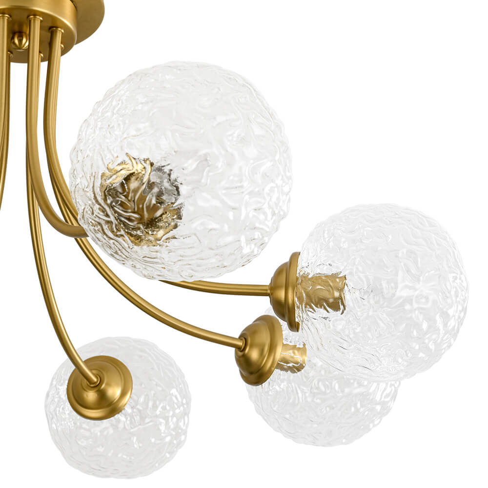 Modern 8 - Light Water Pattern Glass Bubble Semi - Flush Mount - LightfixturesUAE